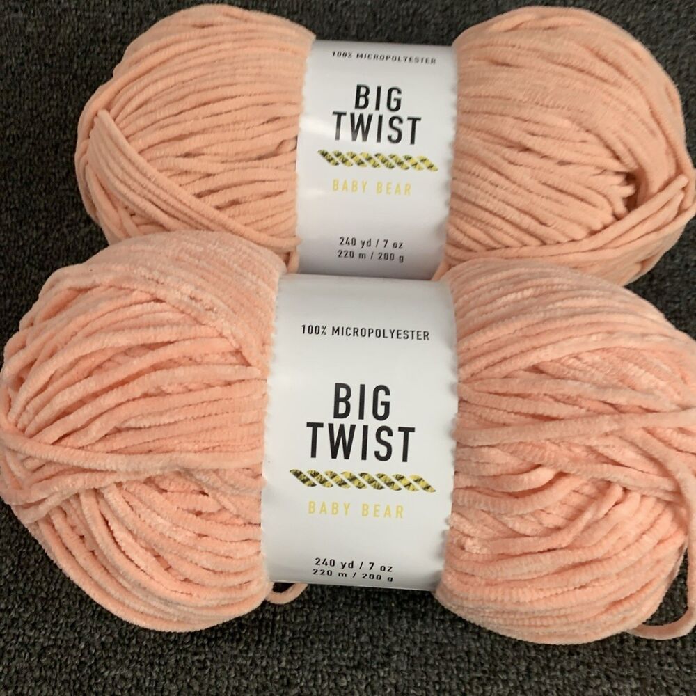 Lot Of 2 Big Twist, Baby Bear 7oz 240yds NEW Color Shrimp Micropolyester Bulky